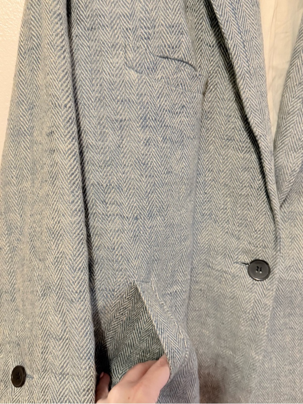 Isabel Marant Light Gray-blue Herringbone Single-Button Blazer - Picture 3 of 5